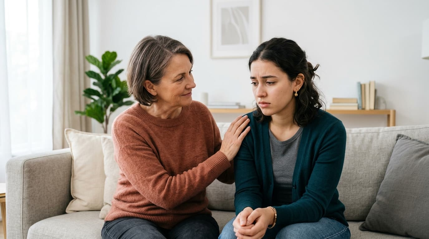 A mother and daughter in conversation
